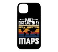 Easily Distracted By Maps Earth Geographer Geography Teacher Case for iPhone 14 Plus