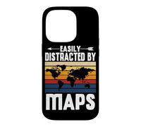 Easily Distracted By Maps Earth Geographer Geography Teacher Case for iPhone 14 Pro