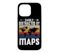 Easily Distracted By Maps Earth Geographer Geography Teacher Case for iPhone 14 Pro Max