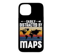 Easily Distracted By Maps Earth Geographer Geography Teacher Case for iPhone 15