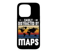 Easily Distracted By Maps Earth Geographer Geography Teacher Case for iPhone 15 Pro