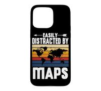 Easily Distracted By Maps Earth Geographer Geography Teacher Case for iPhone 15 Pro Max