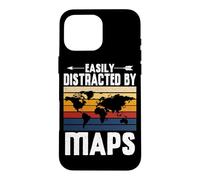 Easily Distracted By Maps Earth Geographer Geography Teacher Case for iPhone 16 Pro Max