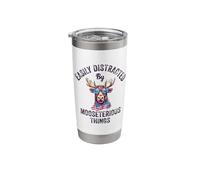 Easily Distracted By Mooseterious Things Funny Elk Moose Stainless Steel Insulated Tumbler