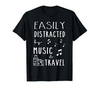 easily distracted by music and travel T-Shirt