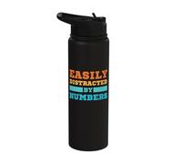 Easily Distracted by Numbers Funny Maths Calculate Lover Stainless Steel Insulated Water Bottle