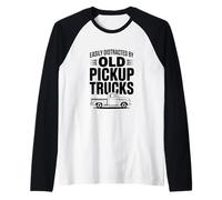Easily Distracted by Old Pickup Trucks Raglan Baseball Tee