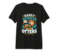 Easily Distracted By Otters Funny Animal Lover Premium T-Shirt