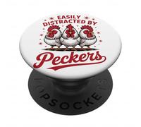 Easily Distracted By Peckers - Funny Chicken Lover PopSockets Adhesive PopGrip