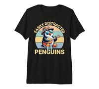 Easily Distracted by Penguins Funny Penguin Lover Premium T-Shirt