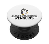 Easily Distracted By Penguins Funny Penguin PopSockets Adhesive PopGrip
