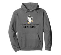 Easily Distracted By Penguins Funny Penguin Pullover Hoodie