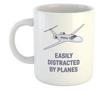 Easily Distracted by Planes | Funny Gift Idea Cup Tea Coffee | 11oz White Mug