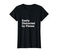 Easily Distracted by Planes T-Shirt, Women, Black, 3X-Large