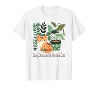 Easily Distracted By Plants And Cats Kawaii Cute Cat Plant T-Shirt