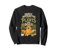 Easily Distracted By Plants And Dogs Retro Plant Dog Gift Sweatshirt