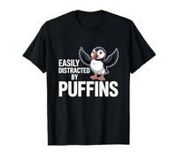 Easily Distracted By Puffins Funny Puffin Lover T-Shirt