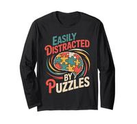 Easily Distracted by Puzzles Funny Puzzle Long Sleeve T-Shirt