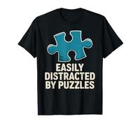 Easily Distracted by Puzzles Funny Puzzle T-Shirt