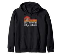 Easily Distracted By Radios Retro Style With Stars Zip Hoodie