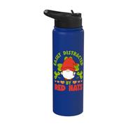 Easily Distracted by Red Hats Yard Garden Gnome Stainless Steel Insulated Water Bottle