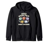 Easily Distracted By Robot Vacuums Housekeeping Zip Hoodie