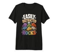 Easily Distracted By Rocks Rockhounding Geode Exploring Premium T-Shirt