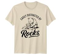 Easily Distracted By Rocks T-Shirt Rock Hounding Geology Birthday Gift for Him and Her S