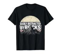 Easily Distracted By Rocks Vintage Sunset Geology Nature Value Graphic T-Shirt, Men, Black, M