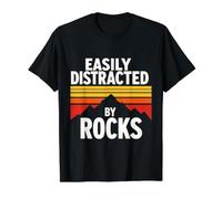 Easily Distracted By Rocks Vintage Sunset Geology Nature Value Graphic T-Shirt, Men, Black, M