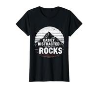 Easily Distracted By Rocks Vintage Sunset Geology Nature Value Graphic T-Shirt, Women, Black, M