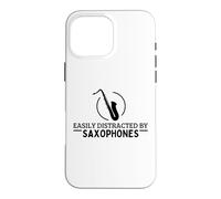 Easily Distracted By Saxophones Funny Saxophonist Case for iPhone 16 Pro Max