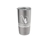 Easily Distracted By Saxophones Funny Saxophonist Stainless Steel Insulated Tumbler