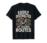 Easily Distracted By Scenic Routes Funny Bicycle Cycling T-Shirt