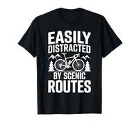 Easily Distracted By Scenic Routes Funny Cycling T-Shirt