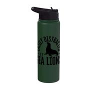Easily Distracted By Sea Lions Funny Sea Lion Stainless Steel Insulated Water Bottle
