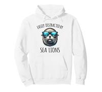 Easily Distracted By Sea Lions Funny Sealion Girls Boys Kids Pullover Hoodie