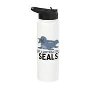 Easily Distracted By Seals Funny Seal Stainless Steel Insulated Water Bottle