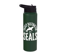 Easily Distracted By Seals Funny Seal Stainless Steel Insulated Water Bottle