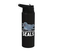 Easily Distracted By Seals Funny Seal Stainless Steel Insulated Water Bottle