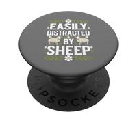 Easily Distracted by Sheep Funny Sheep Lover Sarcastic Jokes PopSockets Adhesive PopGrip