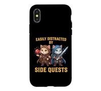 Easily Distracted by Side Quests Cat Gamer Case for iPhone X/XS