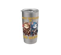 Easily Distracted by Side Quests Cat Gamer Stainless Steel Insulated Tumbler