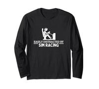 Easily Distracted by Sim Racing Funny Sim Racer Long Sleeve T-Shirt