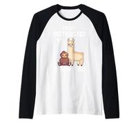 Easily Distracted By Sloths and Llamas Sloth Alpaca Llama Raglan Baseball Tee
