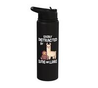 Easily Distracted By Sloths and Llamas Sloth Alpaca Llama Stainless Steel Insulated Water Bottle