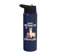 Easily Distracted By Sloths and Llamas Sloth Alpaca Llama Stainless Steel Insulated Water Bottle