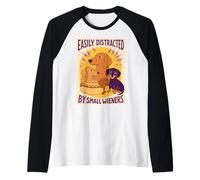 Easily Distracted by Small Wieners Dachshund Offensive Funny Raglan Baseball Tee