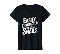 Easily Distracted By Snails Funny Animal Lover Value Graphic T-Shirt, Women, Black, XL