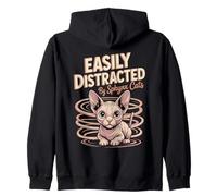 Easily Distracted By Sphynx Cats Sphynx Cat Zip Hoodie